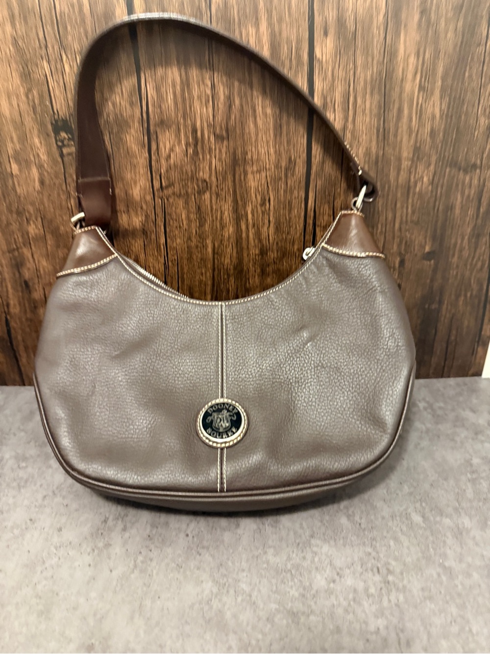 Dooney & Bourke Brown Pebbled Leather Shoulder Bag